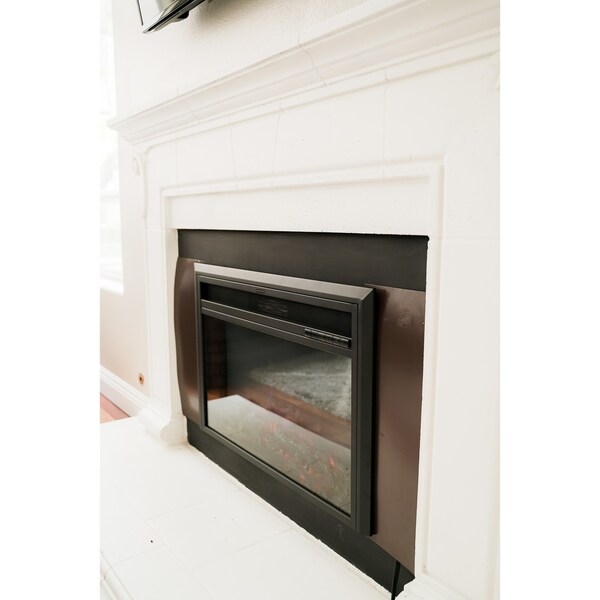 XBrand Insert Fireplace Heater w/Remote Control and LED Flame Effect, 32 Inch Long, Black