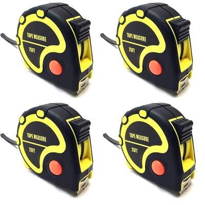 25 Foot Rubberized Tape Measure with Quick Stop Button, 25 feet by 1 inch