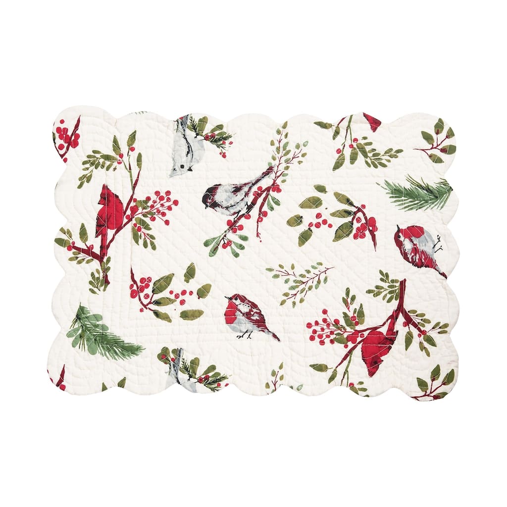 Christmas Sprig Birds Reversible Placemat Set of 6