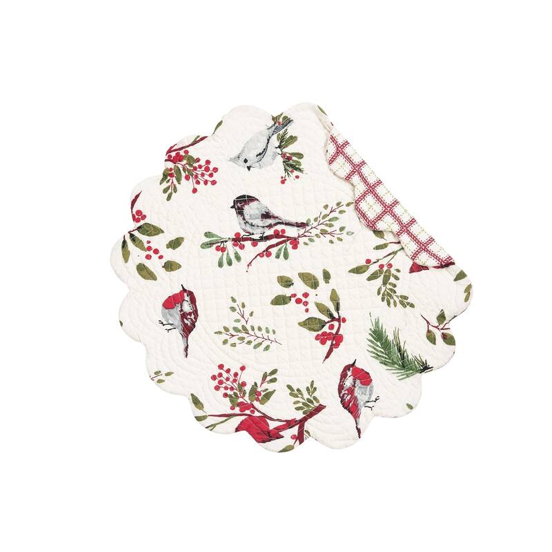 Christmas Sprig Birds Reversible Placemat Set of 6 - 17