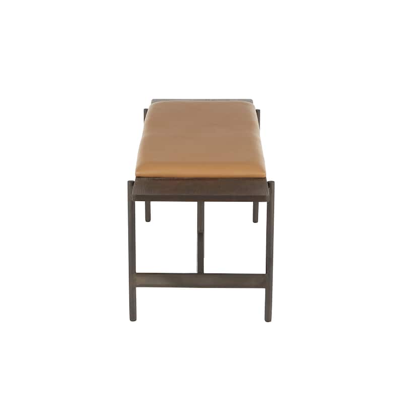 Chloe Contemporary Bench with Upholstered Seat & Wood Accent - N/A