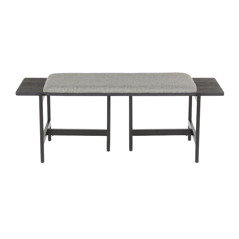 Chloe Contemporary Bench with Upholstered Seat & Wood Accent - N/A - Grey Fabric/Black Wood
