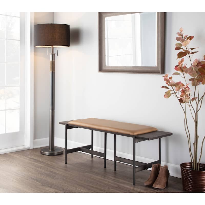 Chloe Contemporary Bench with Upholstered Seat & Wood Accent - N/A
