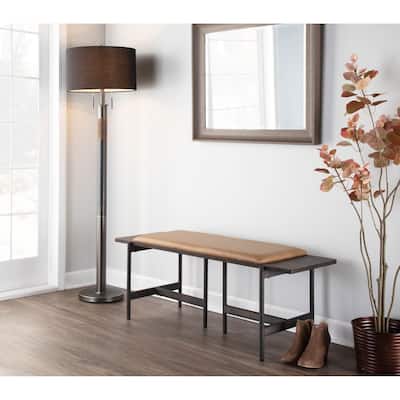 Chloe Contemporary Bench with Upholstered Seat & Wood Accent - N/A