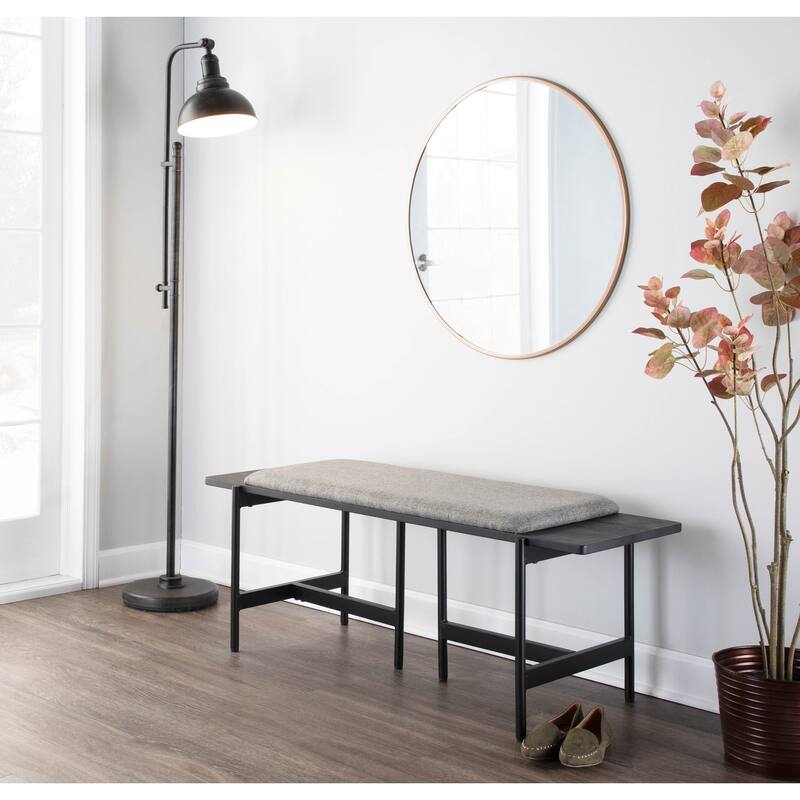 Chloe Contemporary Bench with Upholstered Seat & Wood Accent - N/A
