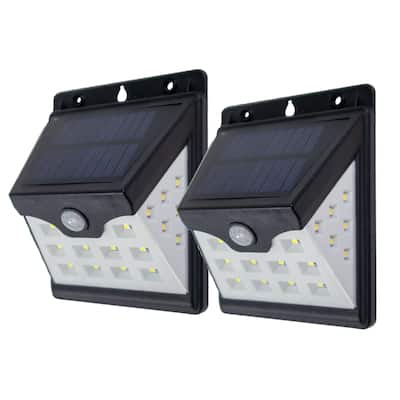 2pc - 22 LED Solar Motion Security Sensor Lights With Side LEDs - Wireless Waterproof Outdoor Light With Auto On/Off