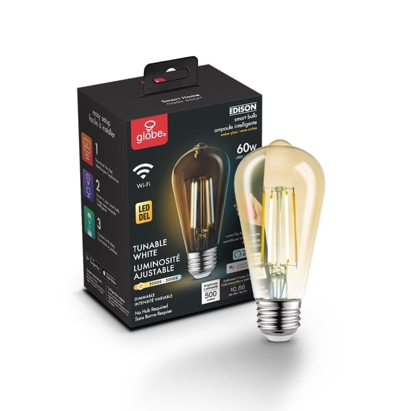 Wi-Fi Smart Vintage Filament Tunable Amber Glass LED Bulb ST19 E26 - Clear. Opens flyout.