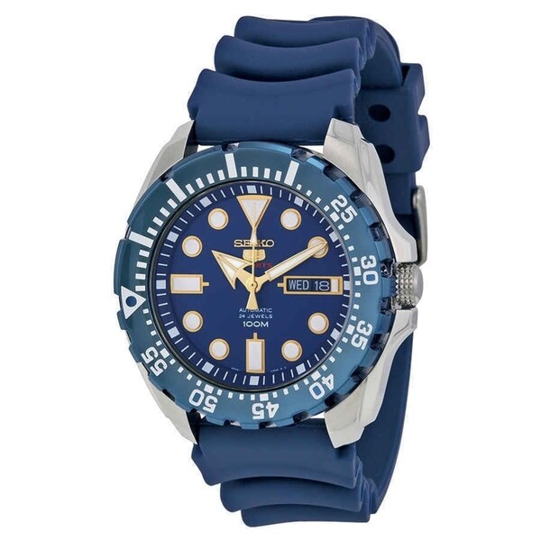 seiko diver automatic blue dial blue rubber mens watch srp605k2