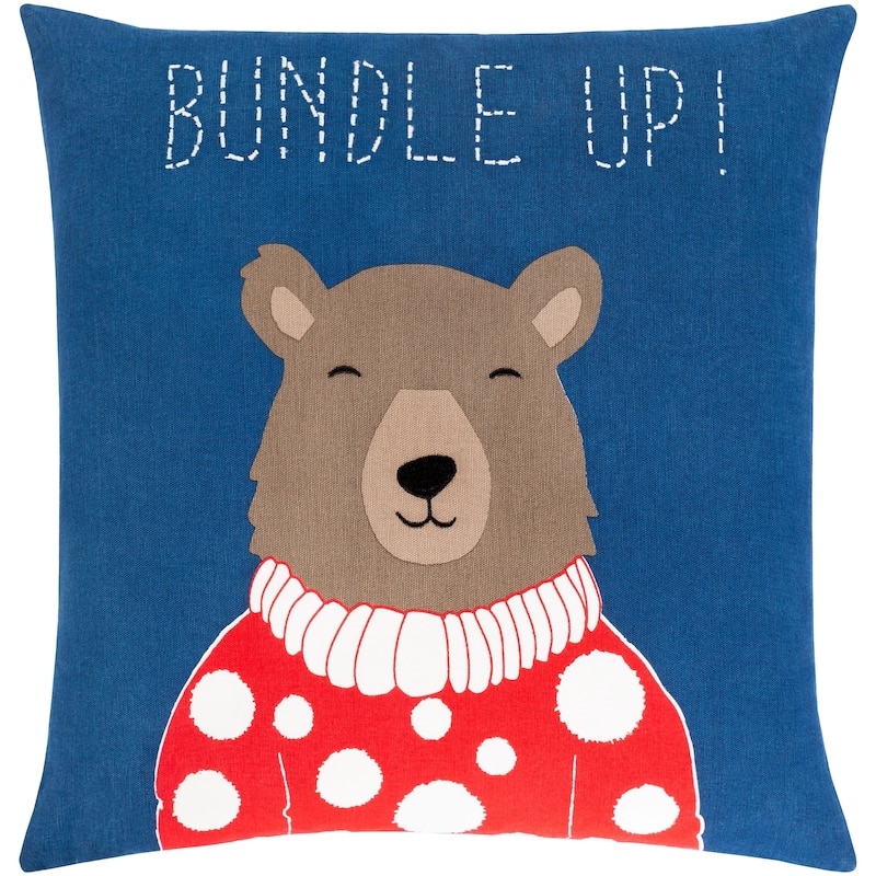 Brooklyn Holiday Bear 22-inch Down or Poly Throw Pillow - Feather Down