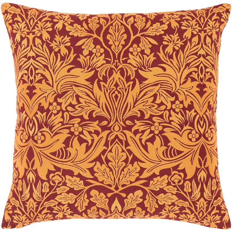 Storey Embroidered Damask 20-inch Poly or Feather Down Throw Pillow