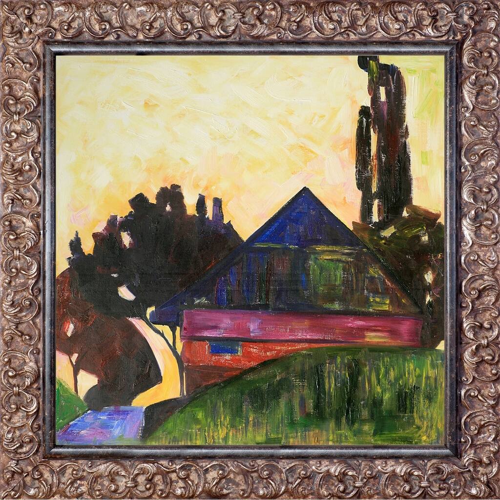 La Pastiche by overstockArt House Between Trees I, 1908 by Egon Schiele with Brasovia Frame,