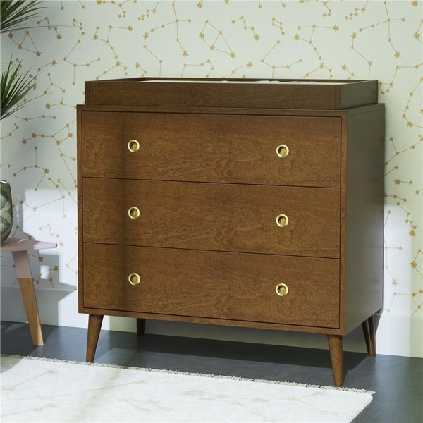 brown changing table dresser