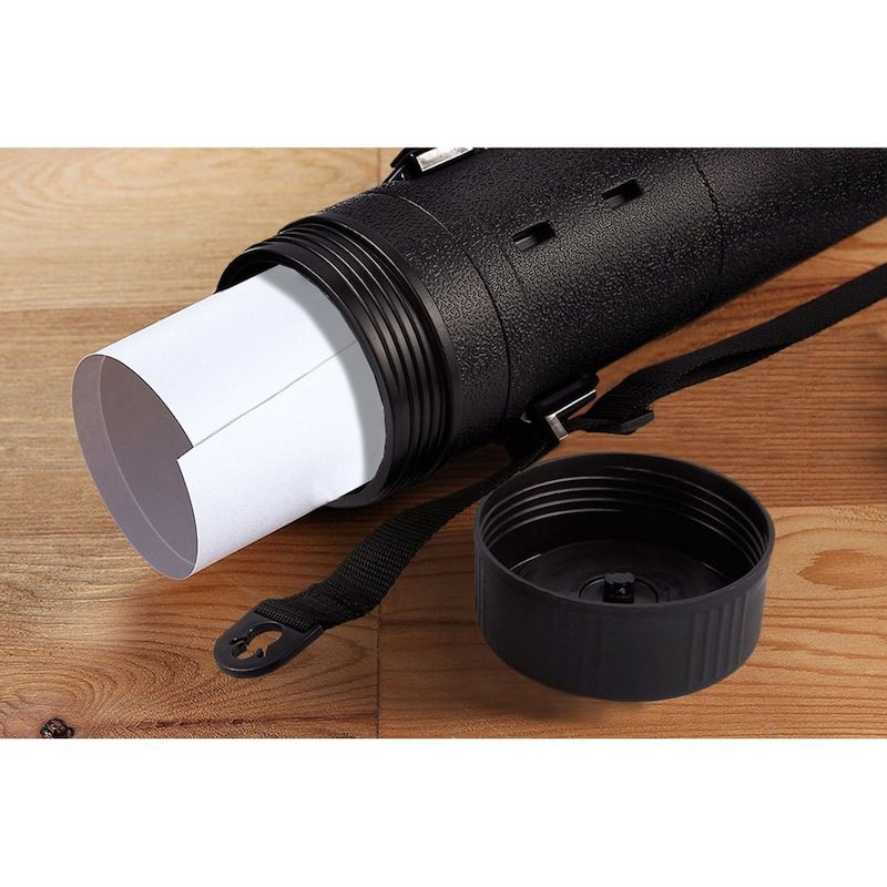 Juvale Black Plastic Expanding Poster Art Document Storage Tube with Strap 30" to 49"