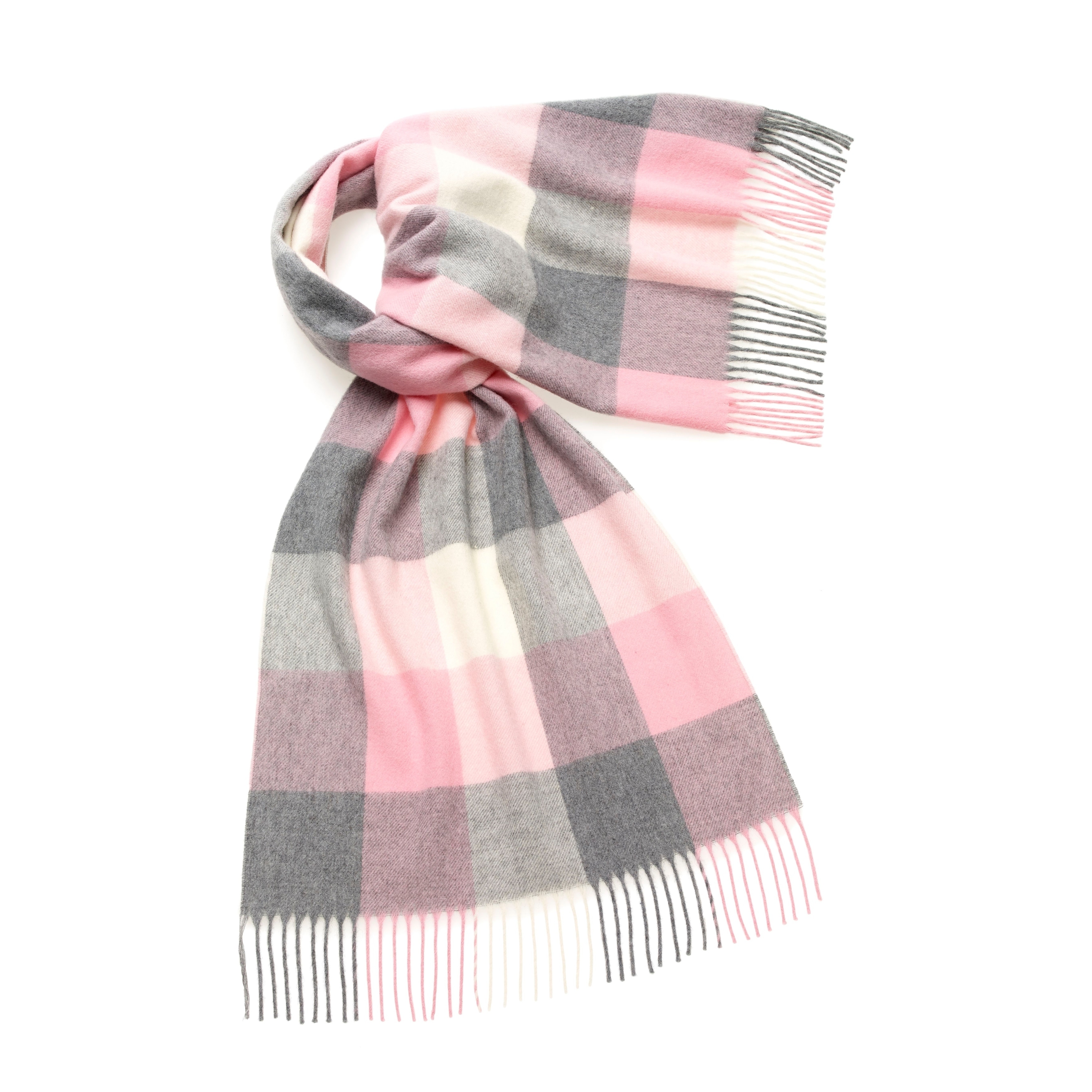pink and gray blanket scarf