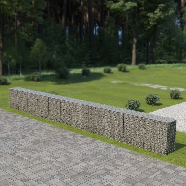 Gabion Wall with Covers Galvanized Steel 354"x19.7"x39.4"