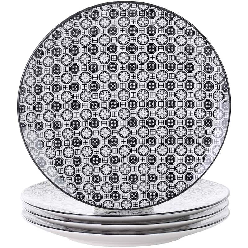 Porcelain Dinner Plates, 4-Piece Round Pasta Main Course Plates