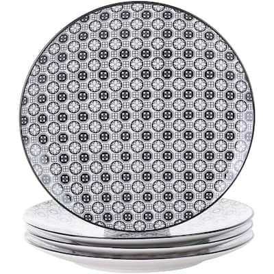 Porcelain Dinner Plates, 4-Piece Round Pasta Main Course Plates
