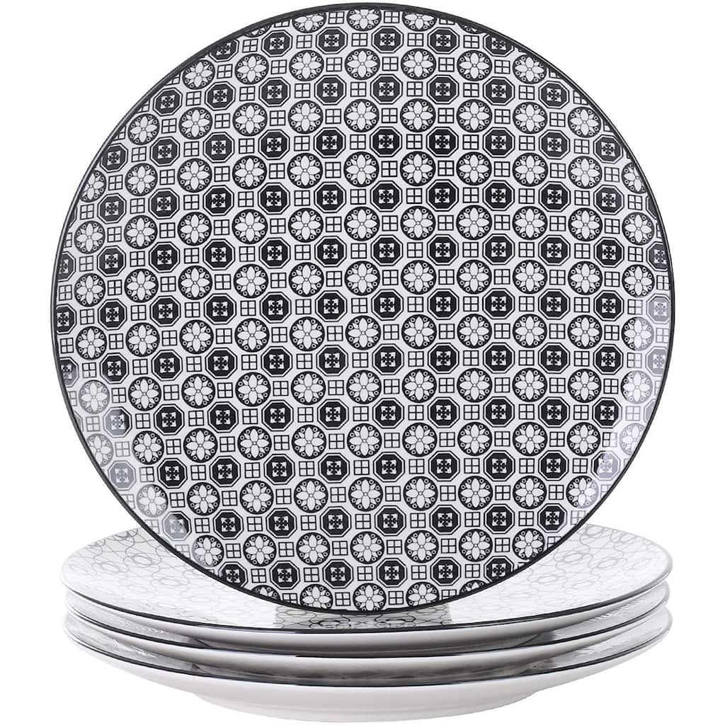 Porcelain Dinner Plates, 4-Piece Round Pasta Main Course Plates