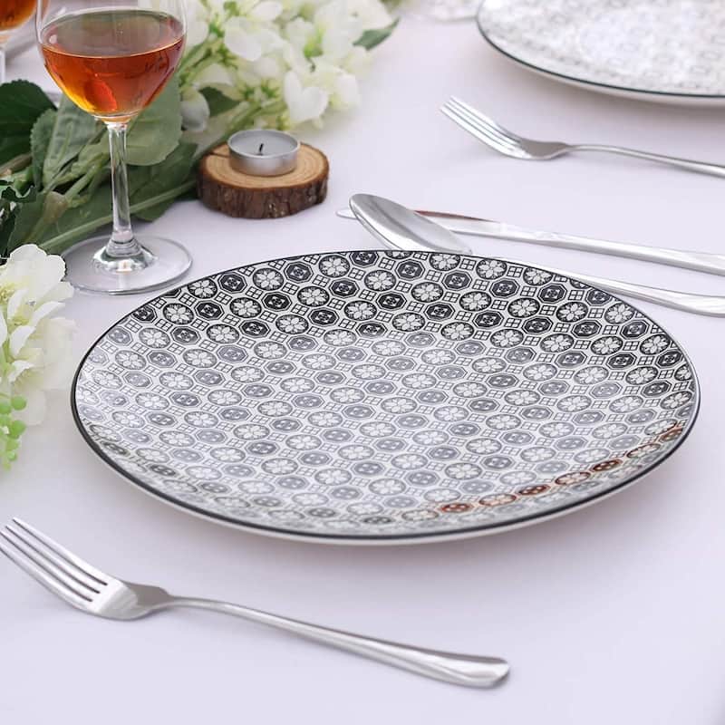 Porcelain Dinner Plates, 4-Piece Round Pasta Main Course Plates