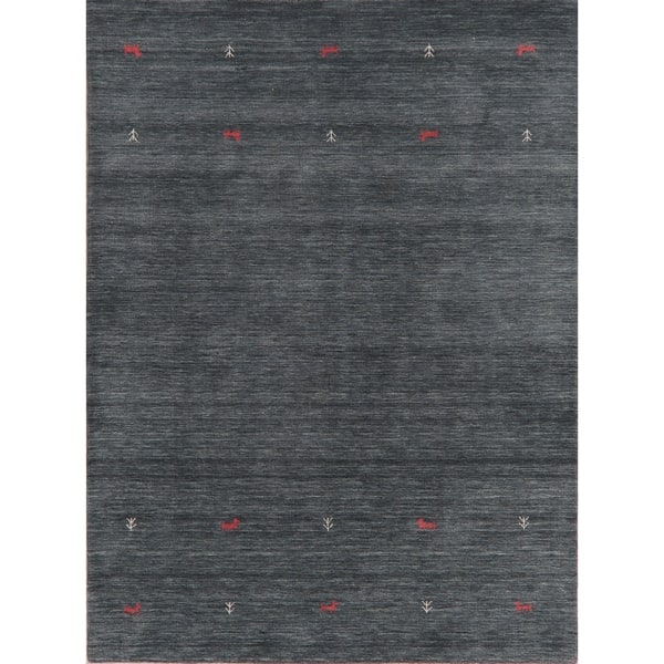 Contemporary Charcoal Little Animals Nomadic Gabbeh Oriental Area Rug 5 9 X 7 9 On Sale Overstock 30090690