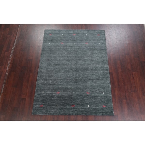 Soft Charcoal Contemporary Gabbeh Little Animal Area Rug Wool Handmade 5 9 X 7 8 On Sale Overstock 30090694