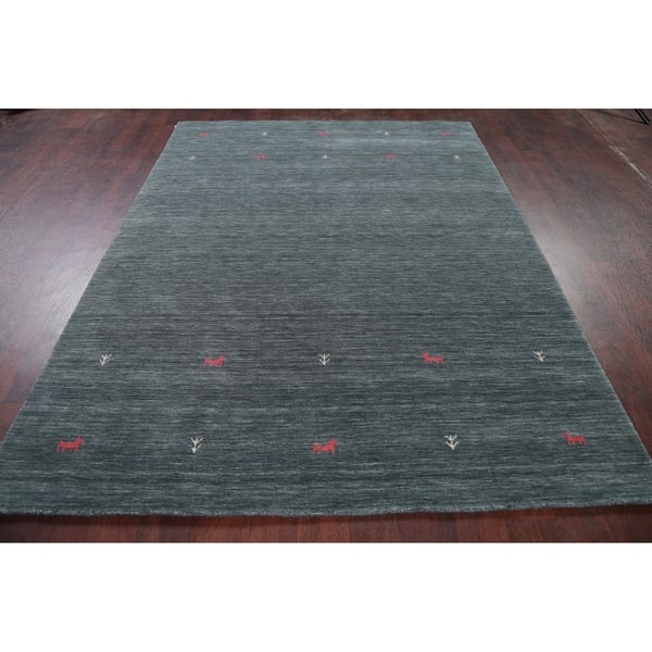 Soft Charcoal Contemporary Gabbeh Little Animal Area Rug Wool Handmade 5 9 X 7 8 On Sale Overstock 30090694
