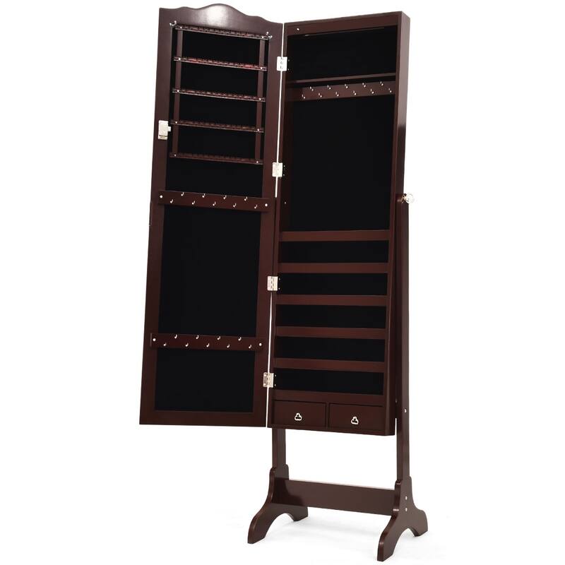 Copper Grove Newtown Espresso Jewelry Cabinet with LED Dressing Mirror