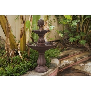 Xbrand 3 Tier Freestanding Waterfall Fountain, 39 Inch Tall, Brown