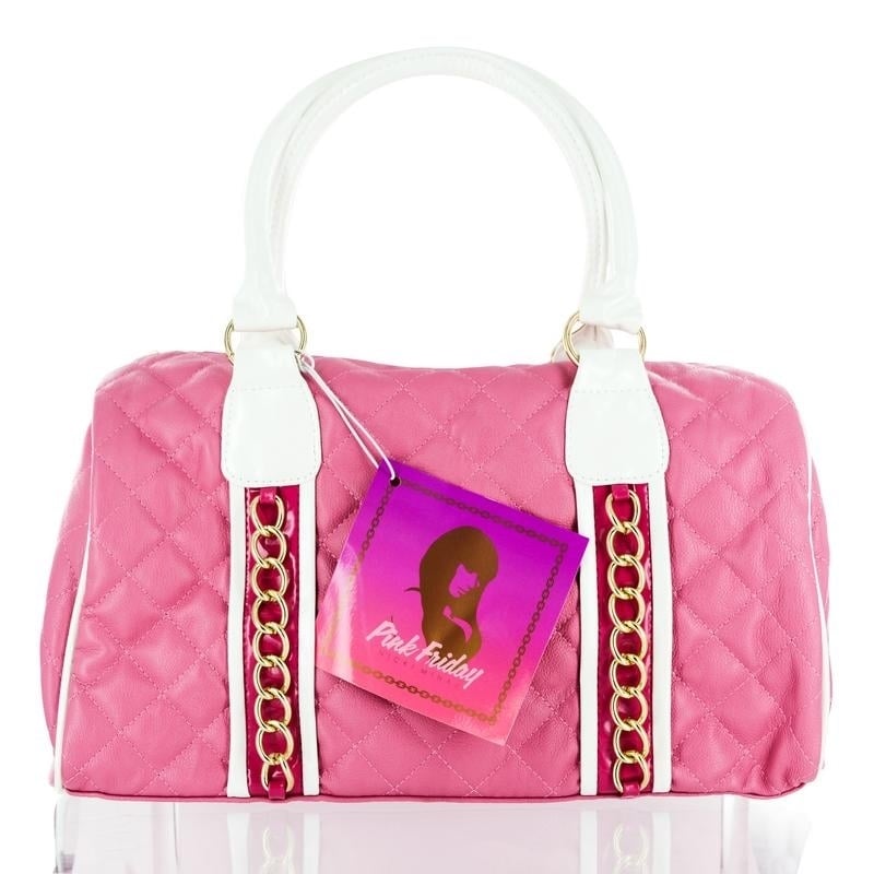 pink quilted purse