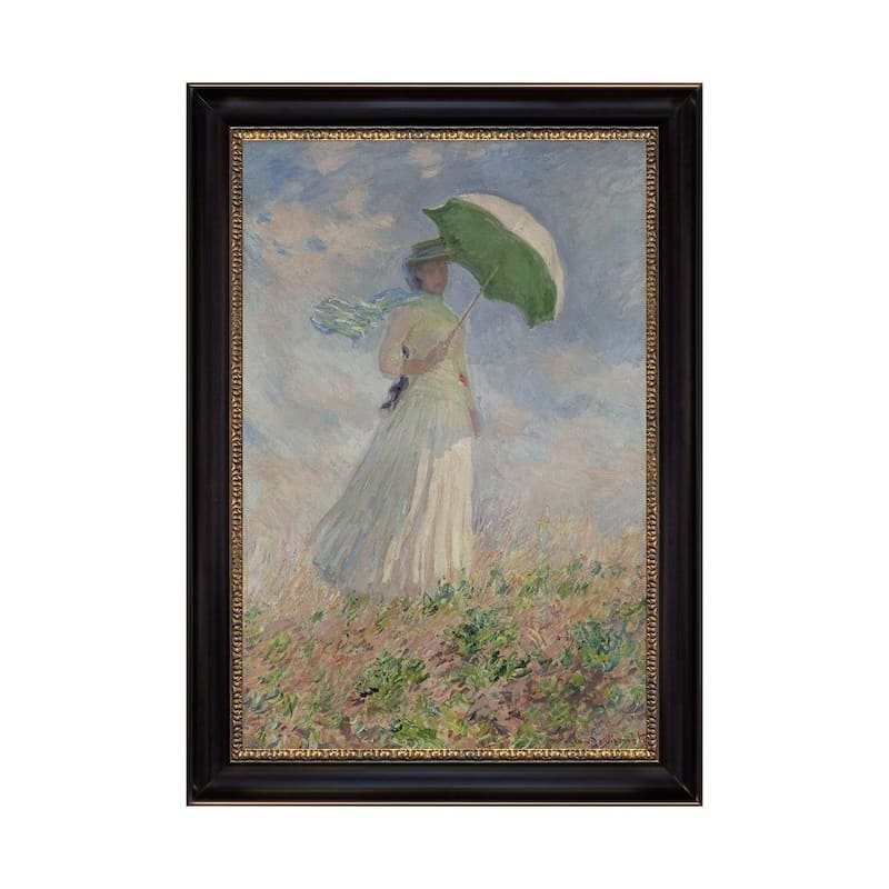 Woman with Parasol by Claude Monet 1886 Black Frame Oil Print on Canvas Art 20 In. x 24 In. - 20 x 24 - 20 x 24 - Plastic - Black