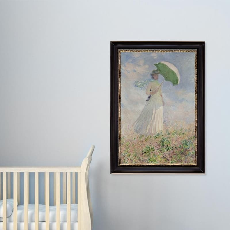 Woman with Parasol by Claude Monet 1886 Black Frame Oil Print on Canvas Art 20 In. x 24 In. - 20 x 24