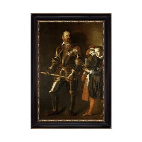 Portrait of Alof de Wignacourt with His Page by Michelangelo Merisi 1608 Black Frame Print on Canvas Art 28 In. x 34 In.