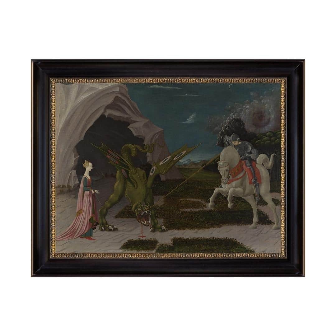 Saint George and the Dragon by Paolo Uccello Black Frame Oil Print on ...