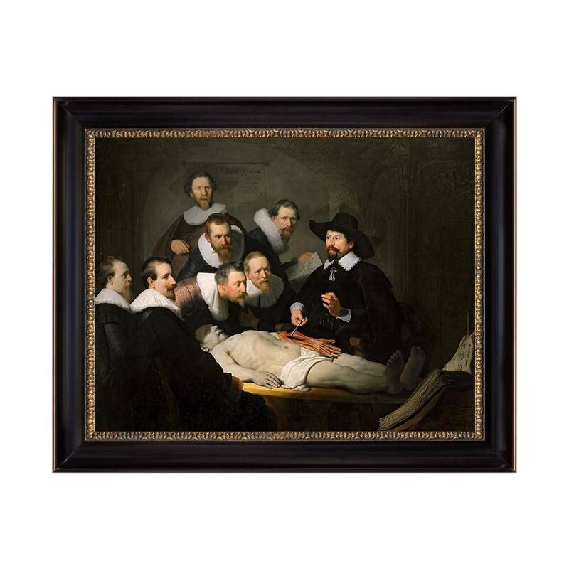 The Anatomy Lesson of Dr. Nicolaes Tulp by Rembrandt Harmenszoon Van Rijn Black Frame Print on Canvas Art 28 In. x 22 In. - 28 x 22 - Plastic - Black