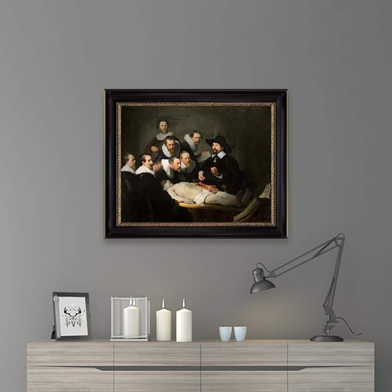 The Anatomy Lesson of Dr. Nicolaes Tulp by Rembrandt Harmenszoon Van Rijn Black Frame Print on Canvas Art 28 In. x 22 In.