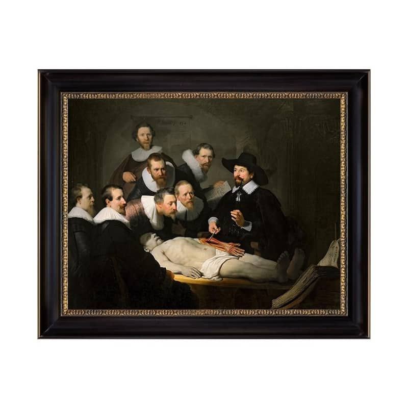 The Anatomy Lesson of Dr. Nicolaes Tulp by Rembrandt Harmenszoon Van Rijn Black Frame Print on Canvas Art 28 In. x 22 In.