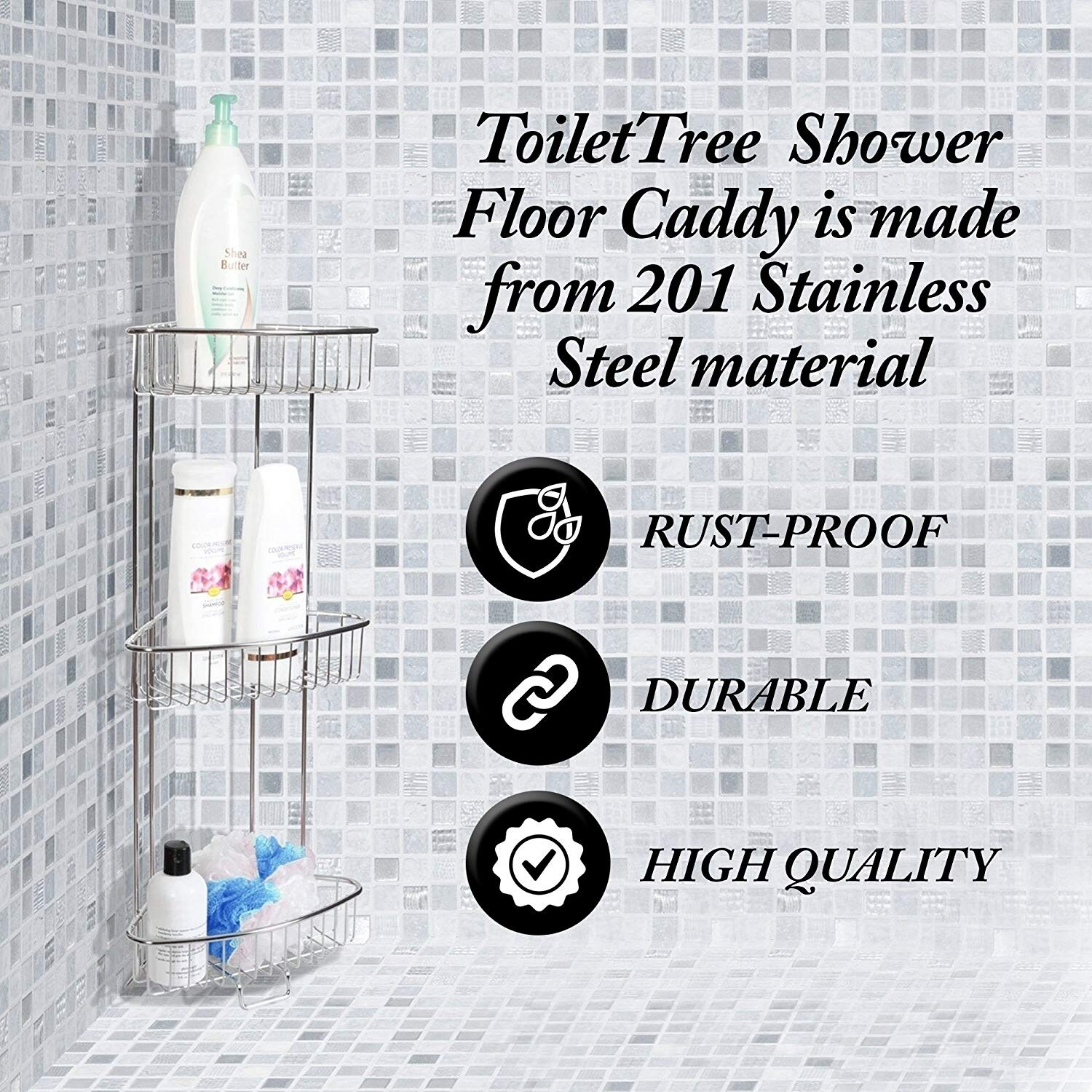 Stainless Steel Shower Caddy – ToiletTree Products