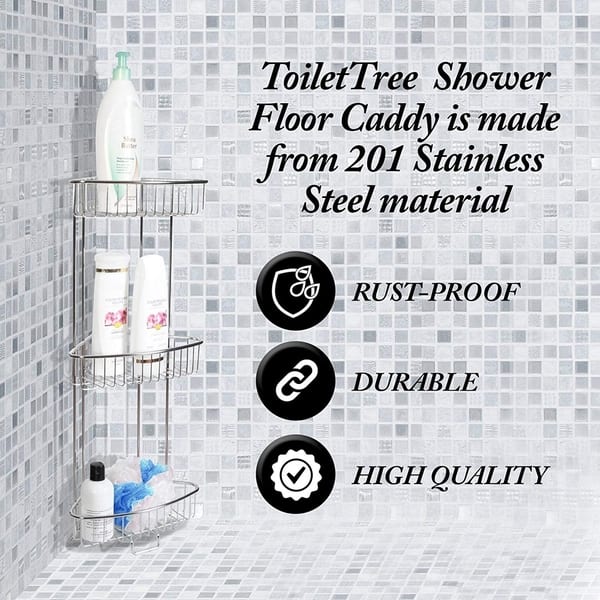 ToiletTree Products Rust Proof Stainless Steel Shower Floor Caddy