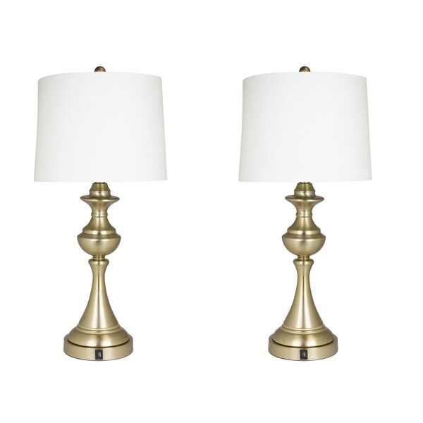 gold lamps with white shades