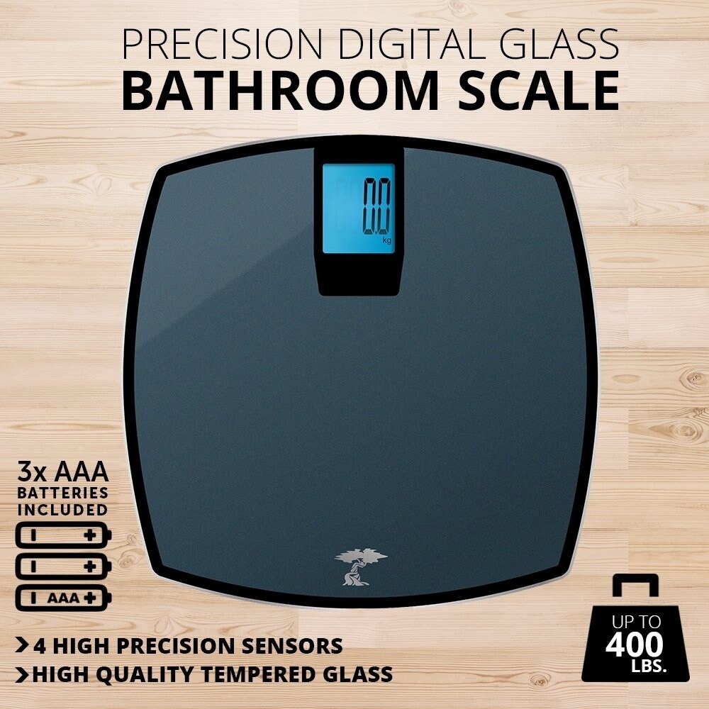 Blue ToiletTree Products 400 lb Capacity Precision Digital Glass Bathroom Scale 