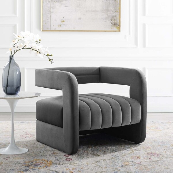 Range Tufted Performance Velvet Accent Armchair - Bed Bath