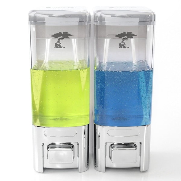 ToiletTree Products Shampoo and Soap Dispensers No Drilling. (Chrome, Double)