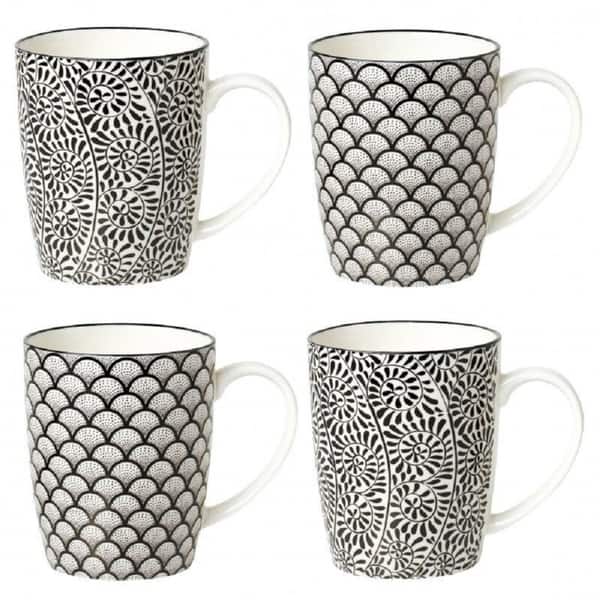 6x Porcelain Espresso Cups and Saucers Set, Turkish Coffee Cup Set,  Macchiato Cup, Porcelain Espresso Cup Set, Black Color Coffee Set, 65cc 