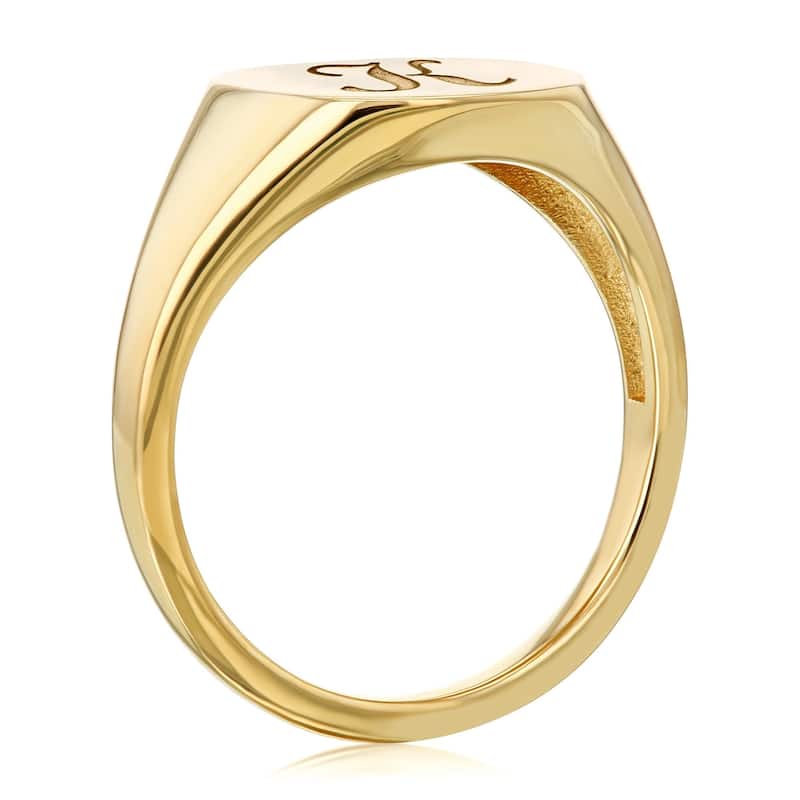 Annello by Kobelli 14k Yellow Gold Personalized Signet Initials Cushion Ring - Script