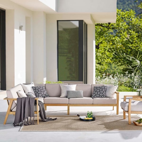 Sedona 4 Piece Outdoor Patio Eucalyptus Wood Sectional Sofa - Overstock