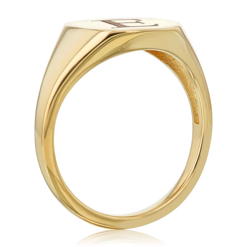 Annello by Kobelli 14k Yellow Gold Personalized Signet Initials Cushion Ring - Times