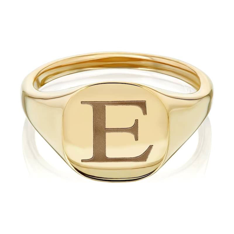 Annello by Kobelli 14k Yellow Gold Personalized Signet Initials Cushion Ring - Times