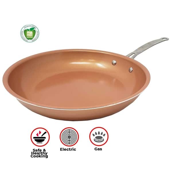 11 Ceramic Copper Nonstick Frying Sauté Pan for Electric Glass or