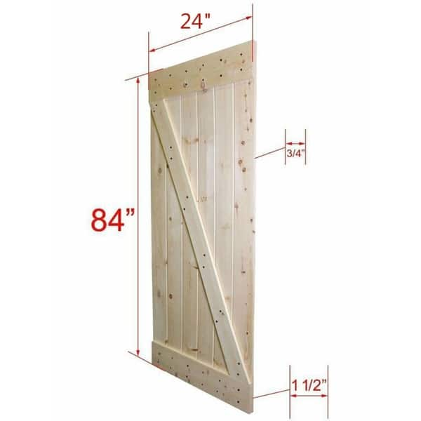 CALHOME 36 in. x 84 in. Unfinished Knotty Pine Interior Barn Door Slab ...