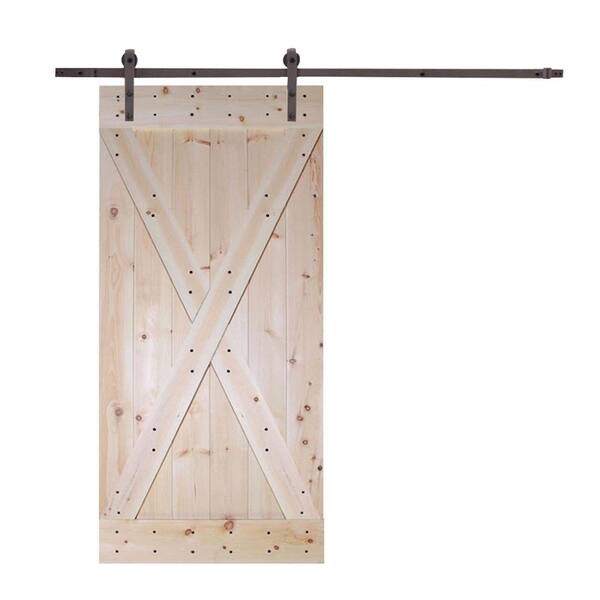 Calhome 42 In X 84 In X Panel Unfinished Solid Core Knotty Pine Sliding Interior Diy Barn Door Slab Overstock 30094575